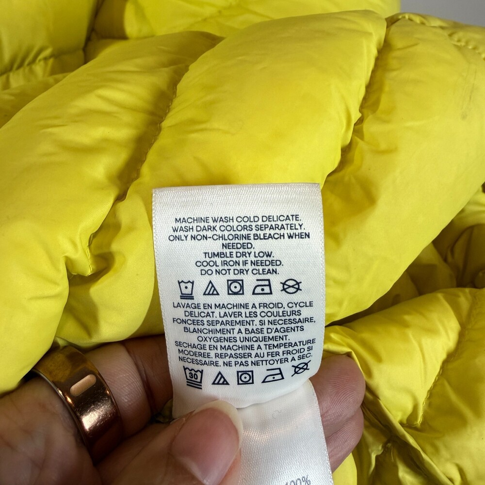 Lands' End Womens 3X 24W-26W Yellow Down Puffer Jacket Hooded Quilted - Picture 4 of 12